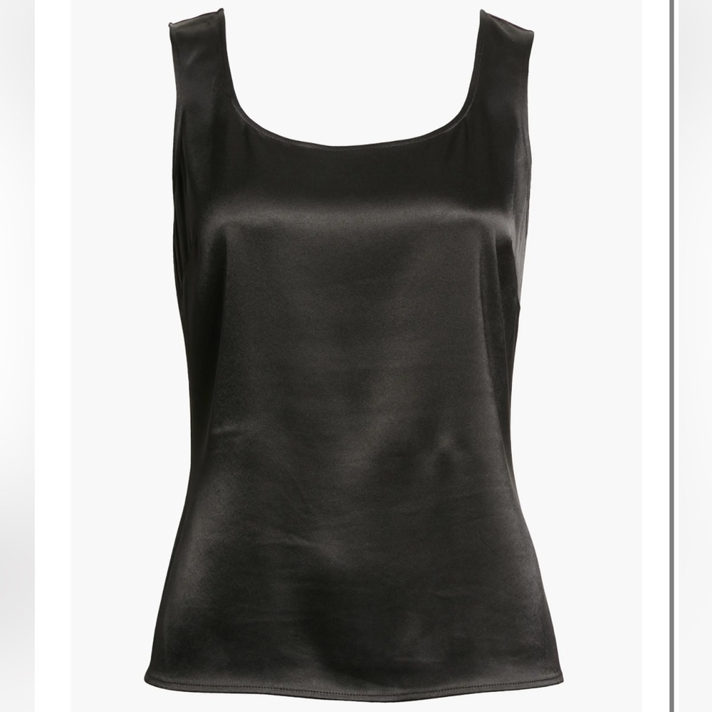 St. John Silk Black Round Neck Tank